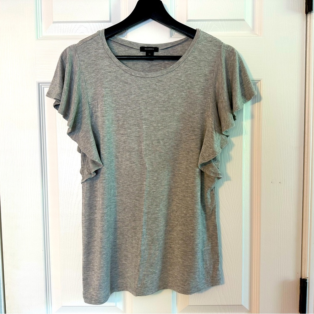 Halogen Grey Tee with Flutter Sleeves